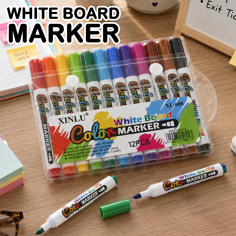 12 Colors Erase Whiteboard Mar - Whiteboard Marker Set ulasan dan harga
