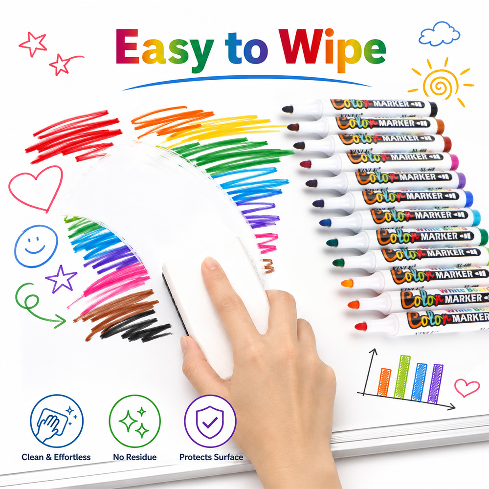 12 Colors Erase Whiteboard Mar - Whiteboard Marker Set ulasan dan harga