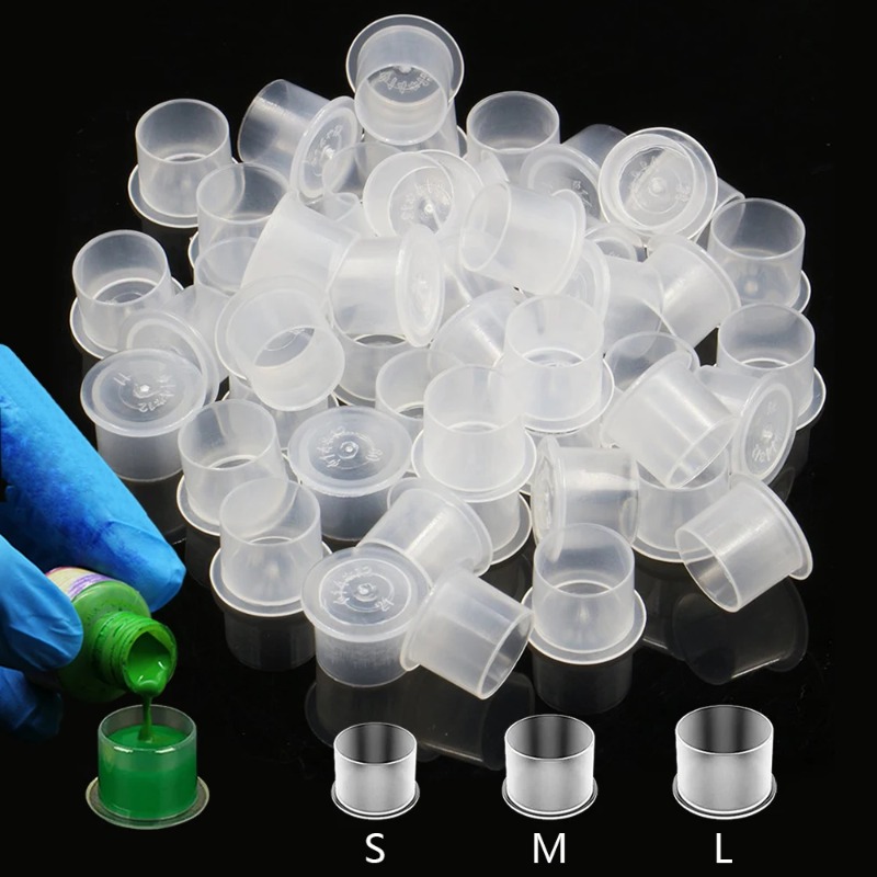 100Pcs Plastic Tattoo Ink Cups - Calligraphy Ink Bottle ulasan dan harga